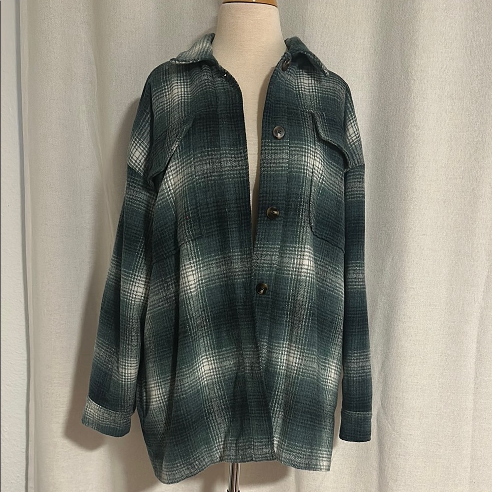 NIA | Plaid Button-Up Fleece-Lined Jacket/Shacket